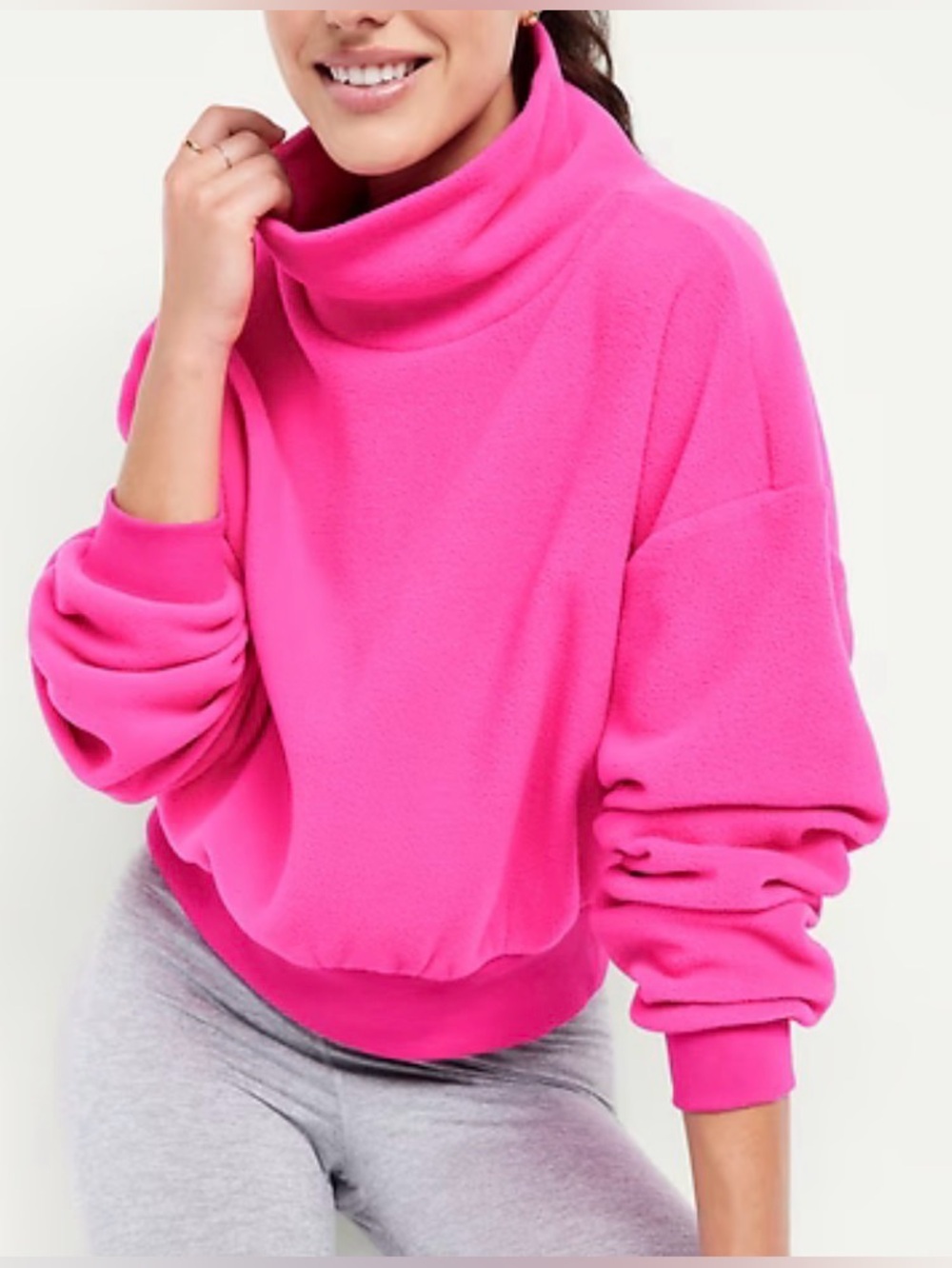 Old Navy Performance Microfleece Mock Neck Sweatshirt, Flamingo A-Go-Go, sz M